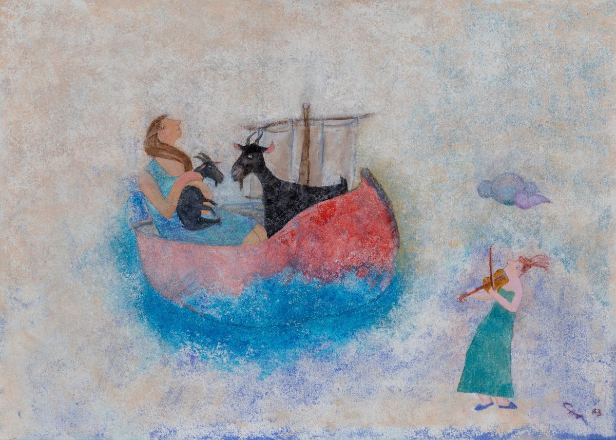 Can Göknil, Bacı Bacı, tuval üzerine akrilik, 50 x 70 cm, 2023, Ardıç Kuşu, Bozlu Art Project