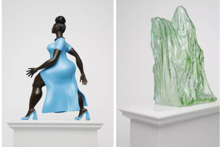 Soldah sağa: Tschabalala Self, Lady in Blue, 2024 ve Andra Ursuța, Untitled, 2024. Fotoğraf;James O Jenkins. Fourth Plinth Commission izniyle