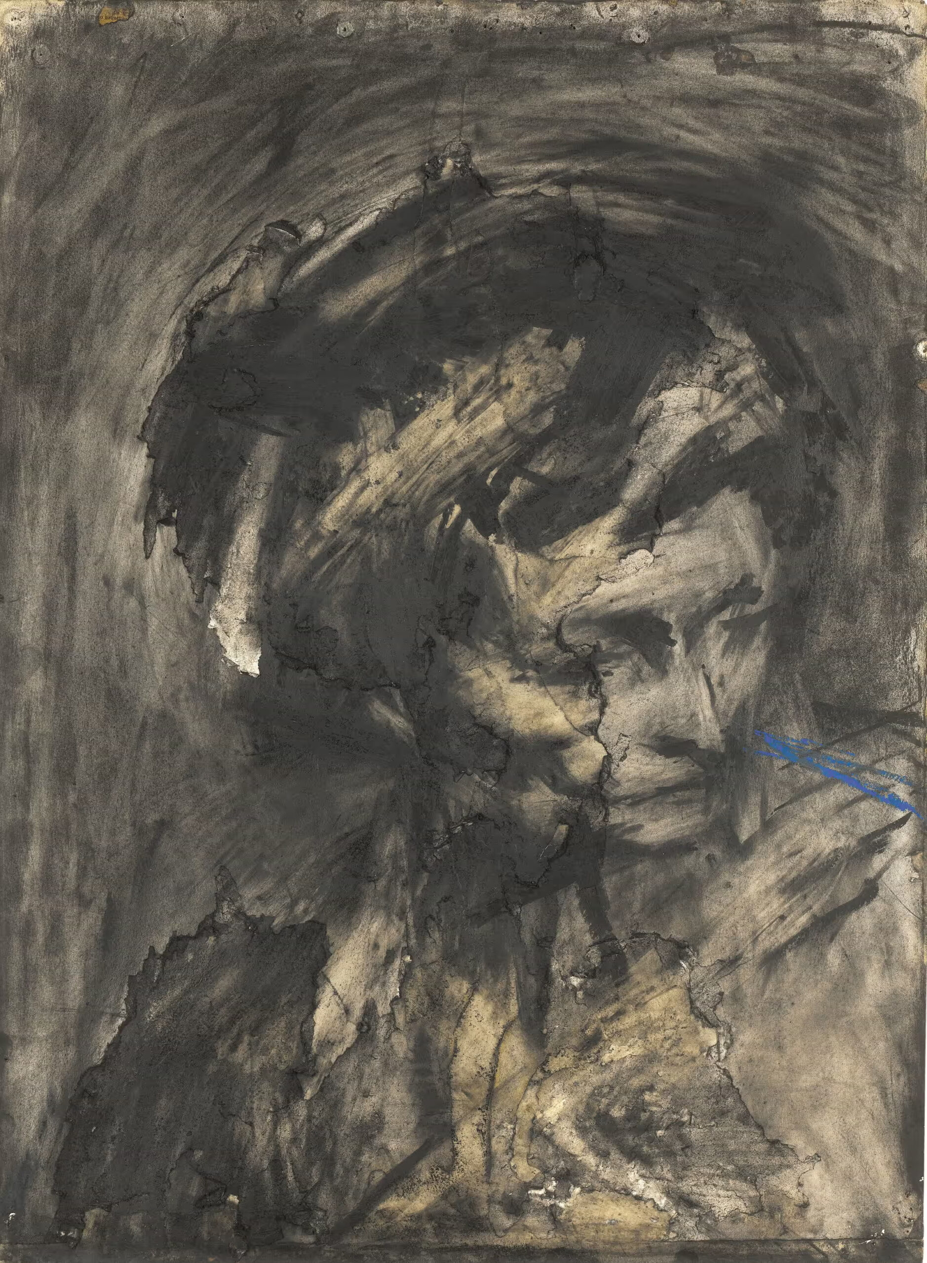 Frank Auerbach, Head of Gerda Boehm, kağıt üzerine kömür ve tebeşir, 30 x 22 inç, 1961, The Charcoal Heads, The Courtauld Gallery, Fotoğraf: courtesy of Frankie Rossi Art Projects, London