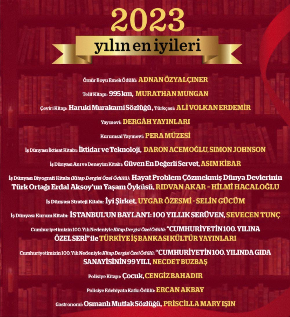 Kitap dergisi "2023'ün En İyileri" tam listesi