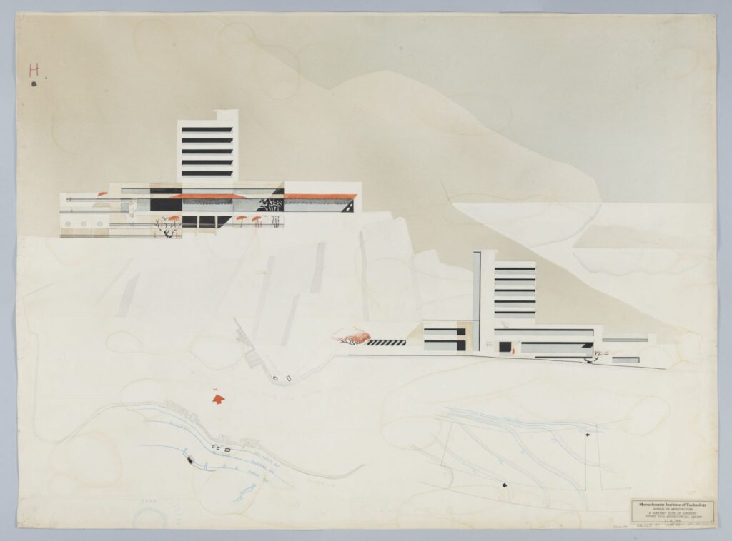 I.M. Pei’s Bankers’ club drawing from undergrad project at MIT. Photo: M+.